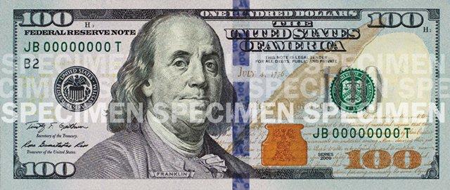 Reverso del billete de $100